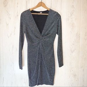 Long sleeve low neck dress